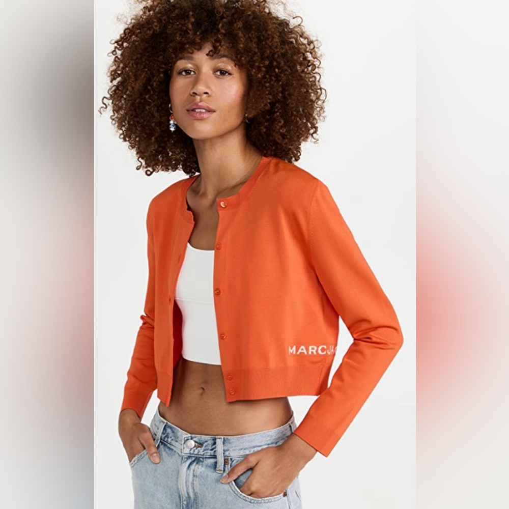 Marc Jacobs Orange Cropped Cardigan Medium